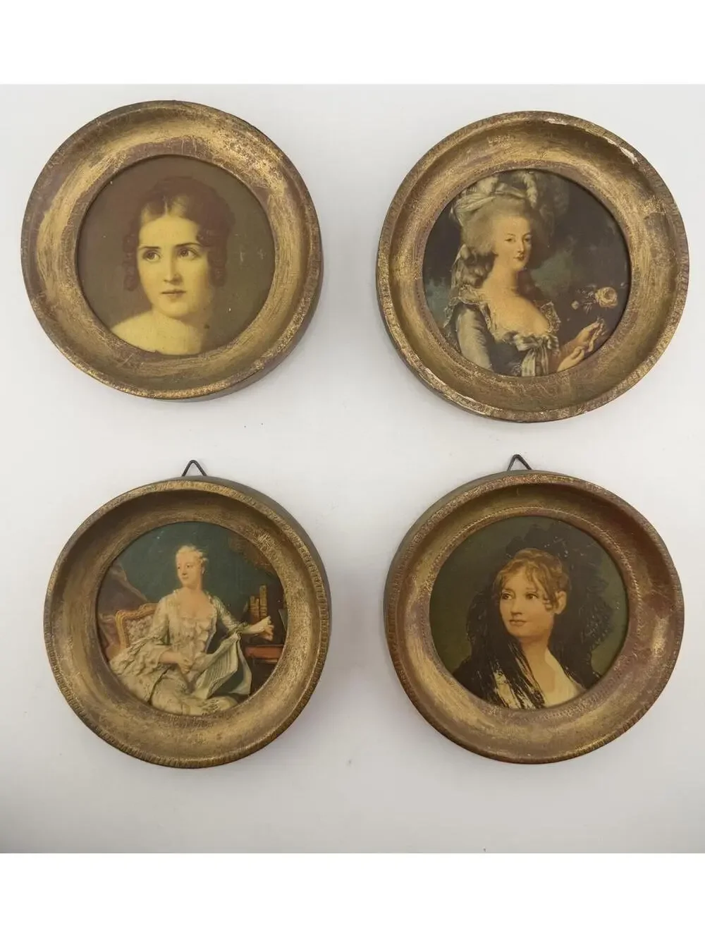 Vintage Paolina Borghese Round Portrait Frames Set 4 Gold Wall‎ Decor